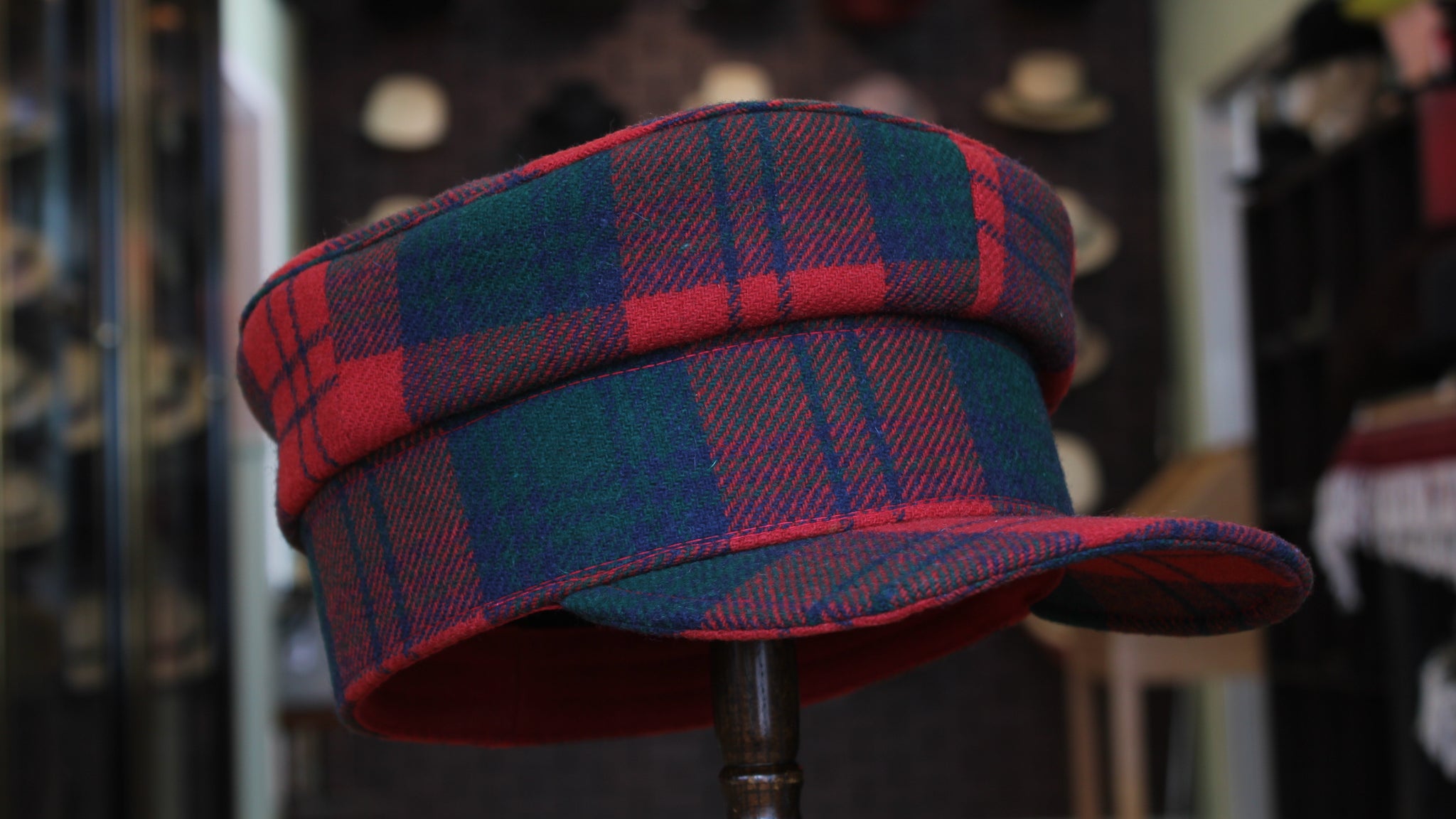 Conductor Cap Red and Green Plaid